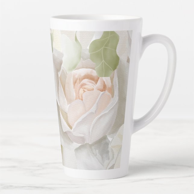 WEISSE ROSE WATERCOLOR MILCHTASSE (Rechts)
