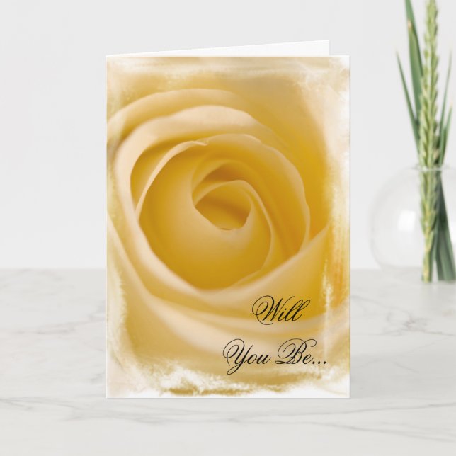 Weiße Rose wirst du meine Bridesmaid sein Einladung (Vorderseite)