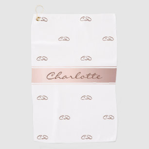 Weiße Roségold-Rouge-Monogramm-Name-Initialen Golfhandtuch