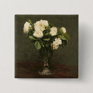 Weiße Rosen, 1875 (Öl auf Leinwand) Button