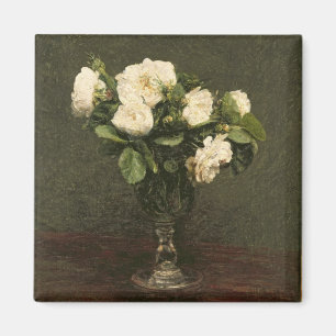 Weiße Rosen, 1875 (Öl auf Leinwand) Magnet