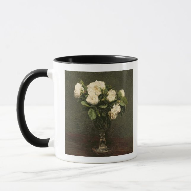 Weiße Rosen, 1875 (Öl auf Leinwand) Tasse (Links)