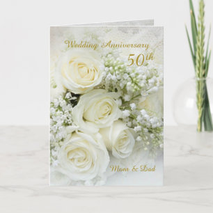 Weiße Rosen, 50. Hochzeitstag-Karte Karte