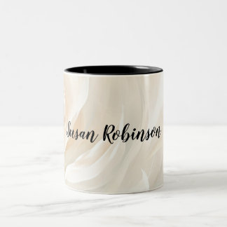 Weiße Rosen abstrakte Blumenmalerei Zweifarbige Tasse