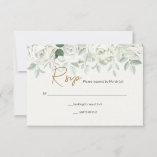 Weiße Rosen Antwortkarte RSVP Karte
