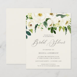 Weiße Rosen auf einem Budget Bridal Dusche Einladu