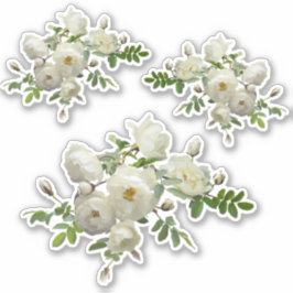 Weiße Rosen auf einer Branch Scrapbook Stationery Aufkleber