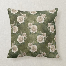 Weiße Rosen auf Grün Kissen