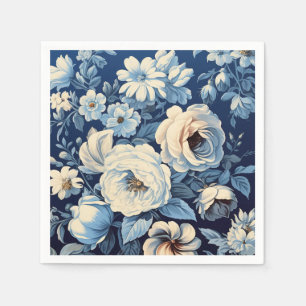 Weiße Rosen auf Indigoblau Hintergrund Serviette