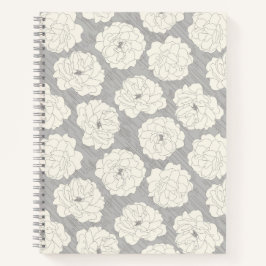 Weiße Rosen auf Light Gray - nahtloses Muster. Notizbuch