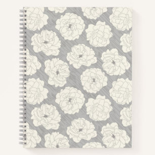 Weiße Rosen auf Light Gray - nahtloses Muster. Notizbuch