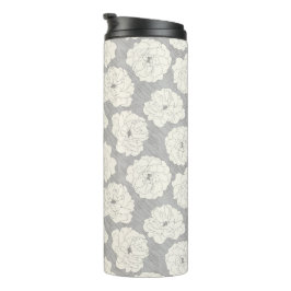 Weiße Rosen auf Light Gray - nahtloses Muster. Thermosbecher