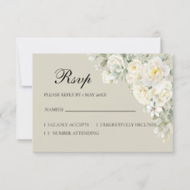Weiße Rosen Beige RSVP-Karte RSVP Karte