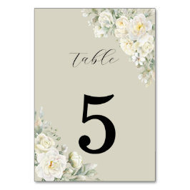 Weiße Rosen Beige Tischnummer