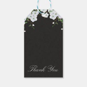 Weiße Rosen, Blumen & Kohle Grau Elegante Gefallen Geschenkanhänger