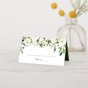 Weiße Rosen Blumengrün Hochzeit Platzkarte