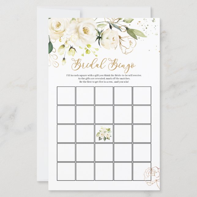 Weiße Rosen Braut-Bingo/Wer kennt die Braut am bes (Vorderseite)