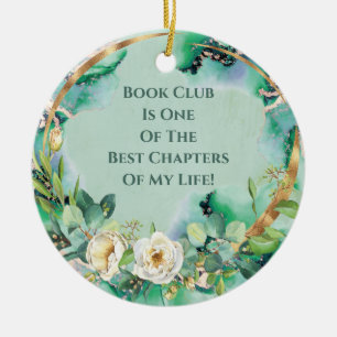 Weiße Rosen-Buch-Verein-beste Kapitel-Freundschaf Keramik Ornament