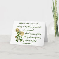 Weiße Rosen, das Licht bleibt Beileid