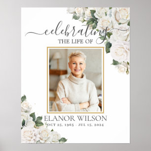 Weiße Rosen Florale Feier des Lebens Foto Poster