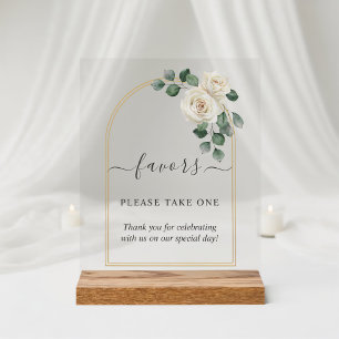 Weiße Rosen Frühlingsfloristik Romantische Hochzei Acrylschild