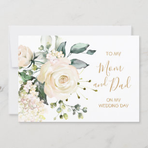 Weiße Rosen Für meine Mutti und Vati am Hochzeitst Karte