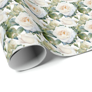 Weiße Rosen Geschenkpapier