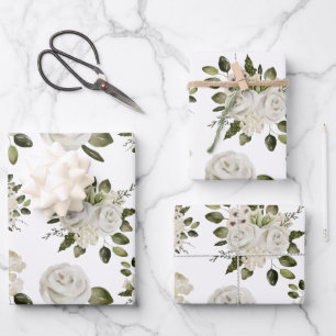 Weiße Rosen Geschenkpapierbögen Geschenkpapier Set