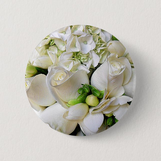 Weiße Rosen, glücklich_ Button (Vorderseite)
