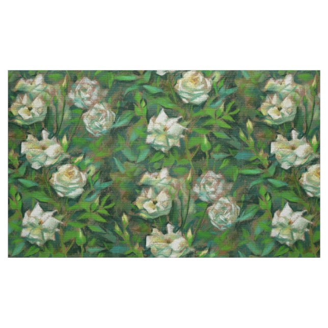 "Weiße Rosen, grüne Blätter", wunderschöne Blume Stoff (Fat Quarter (45,7 x 55,9 cm))