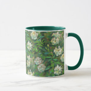 "Weiße Rosen, grüne Blätter", wunderschöne Blume Tasse