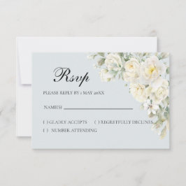 Weiße Rosen Hellblaue RSVP-Karte RSVP Karte