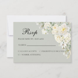 Weiße Rosen Hellgrüne RSVP-Karte RSVP Karte