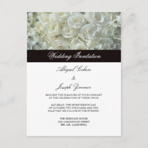 Weiße Rosen Hochzeitskarten Einladungspostkarte