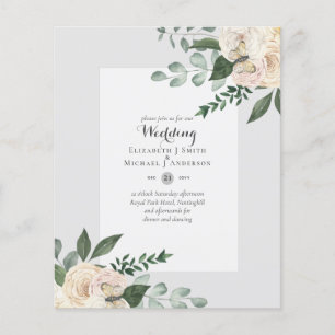Weiße Rosen Hochzeitskarten mit kleinstem Budget Flyer