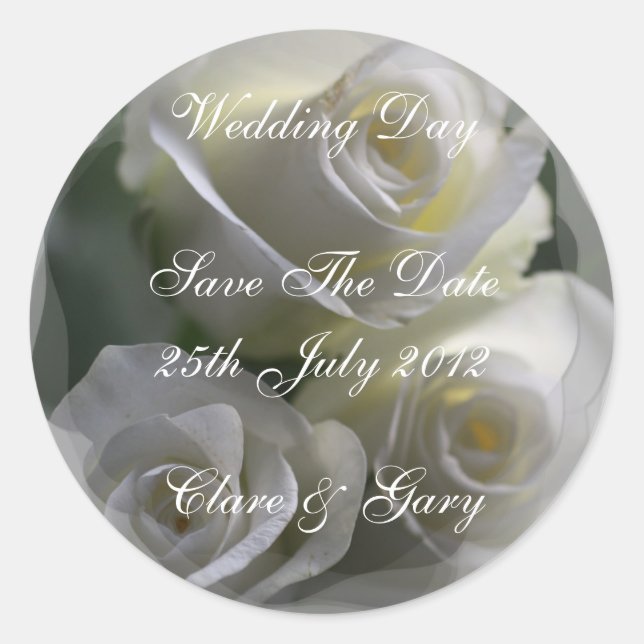 Weiße Rosen Hochzeitstag Sticker (Vorderseite)