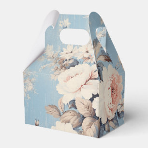 Weiße Rosen im rustikal-blauen Hintergrund Geschenkschachtel