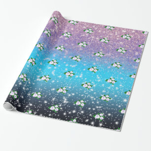 Weiße Rosen in glänzender Ombre Dusche Geschenkpapier