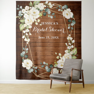 Weiße-Rosen-Junggesellinnenabschied-Chic-Photoboot Wandteppich
