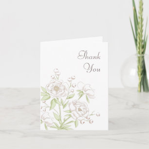 Weiße Rosen Klassische Hochzeit Dankeskarten Einladung