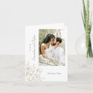 Weiße Rosen Klassische Hochzeit Dankeskarten Foto Einladung