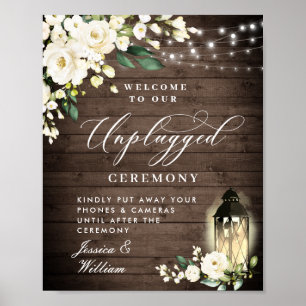 Weiße Rosen Laterne Unplugged Hochzeitszeremonie Poster