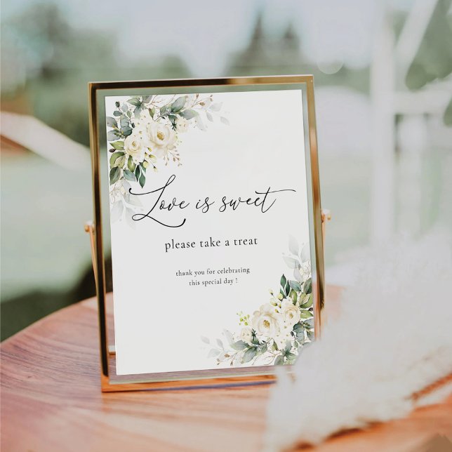 Weiße Rosen Liebe ist süßes Zeichen Sockelschild (Von Creator hochgeladen)