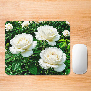 Weiße Rosen-Mauspad Mousepad