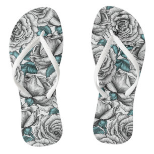 Weiße Rosen mit blauen Blätter Flip Flops