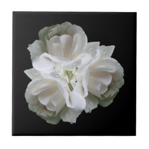 Weiße Rosen mit Raindrops Bouquet Fliese