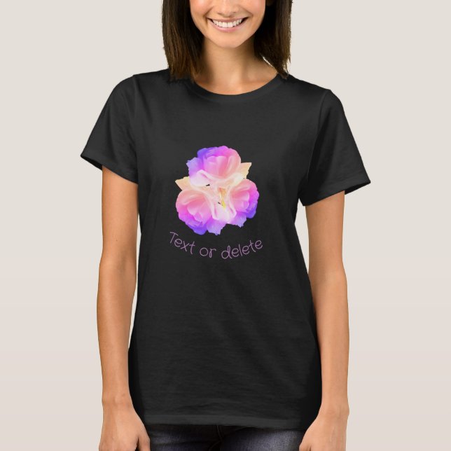 Weiße Rosen mit Raindrops Bouquet Personalisiert T-Shirt (Vorderseite)