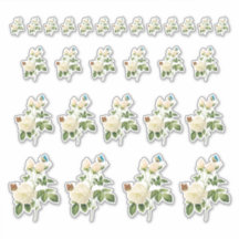 Weiße Rosen mit Schmetterlingsklebern