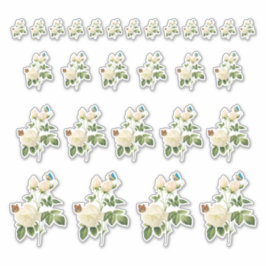 Weiße Rosen mit Schmetterlingsklebern Aufkleber
