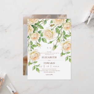 Weiße Rosen Moderne Elegante Blumenhochzeit Einladung
